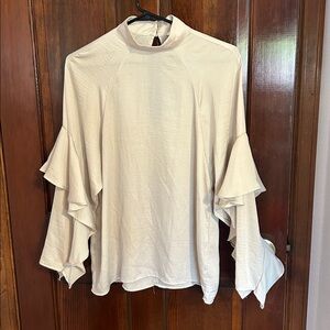 Cream Ruffle Sleeve Blouse